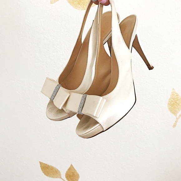 RARE Kate spade satin bow wedding heels sz 8.5 - Picture 4 of 8
